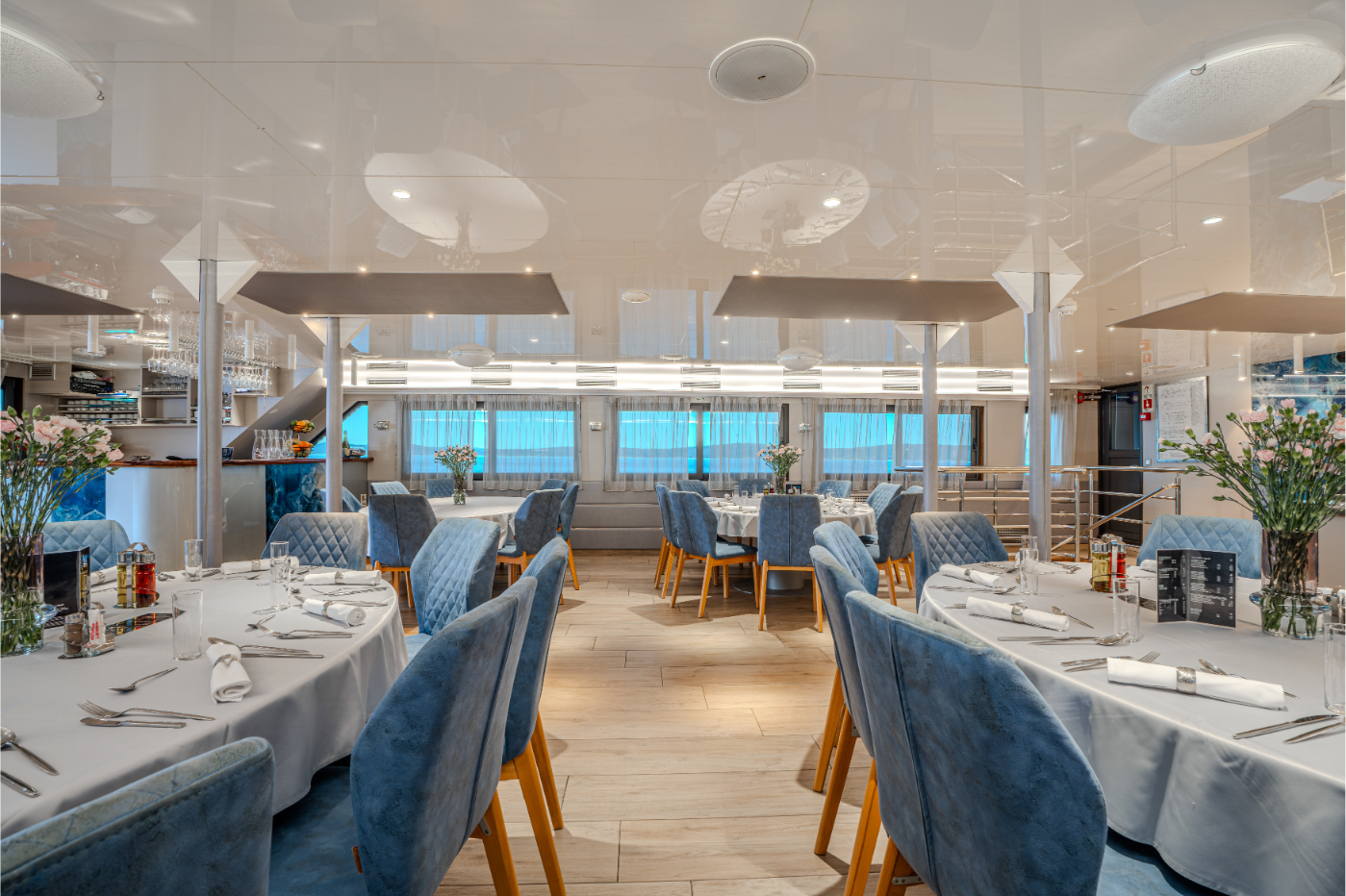 Yacht interior restaurant