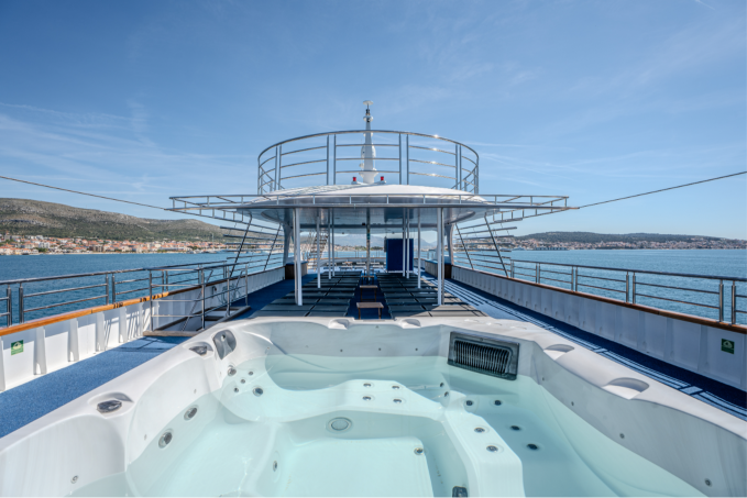 Yacht rooftop jacuzzi